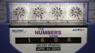 Midday Numbers Game Drawing: Saturday, April 14, 2018