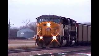 BNSF trains with UP leader on February 8,2003