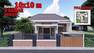 DESAIN RUMAH TROPIS 10X10 M 3 KAMAR TIDUR