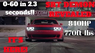 Demon Unleashed Challenger SRT Demon Revealed NEW SPECS REVEALED!