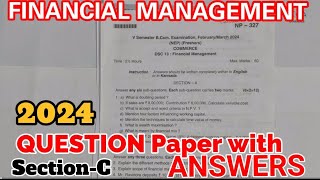 Financial Management 2024 Question Paper with Answers BCOM section c