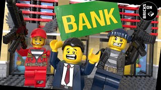 BANK ROBBERY GO WRONG Ice Cream Bandits Cash Brothers Hospital Heist Lego City Police Stop Motion