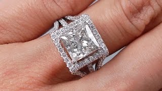 3.29 ctw Princess Cut Diamond Engagement Ring I-J SI3 - BigDiamondsUSA