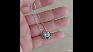 4.55ct Halo Round Cut Sapphire Necklace Pendant