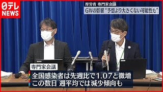 【新型コロナ】GWの影響“予想より大きくない可能性”  厚労省・専門家会議