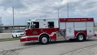 Various fire trucks leaving OAFC 2024