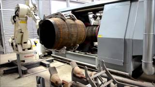 Robots handling barrels at Speyside Cooperage