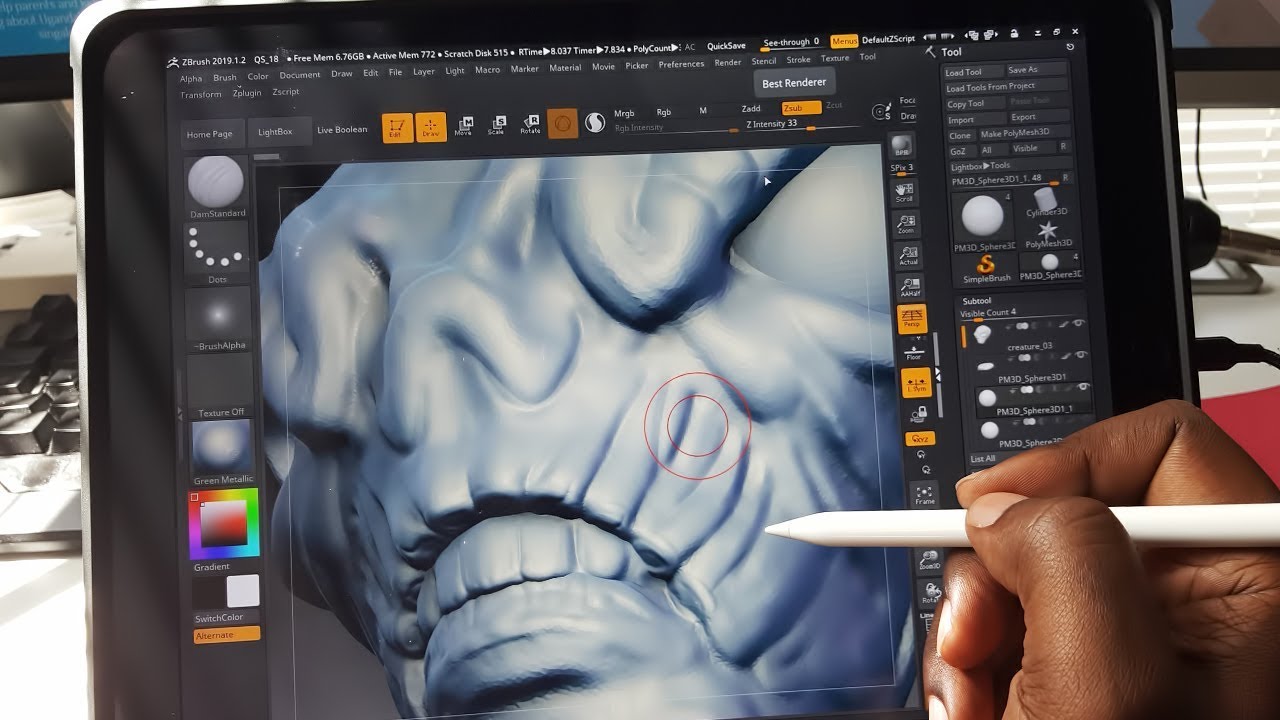 Using Zbrush 2019 On An Ipad Pro With Apple Pencil And Duet App Youtube
