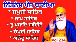 ਸਤਿਨਾਮ | Nitnem Panj bania | ਨਿਤਨੇਮ ਪੰਜ ਬਾਣੀਆ | nitnem | ਨਿਤਨੇਮ | fast nitnem | japji Sahib |Vol 234