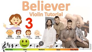 Believer by Imagine Dragons sheet music & finger pattern tutorial on violin | Easy Violin Song