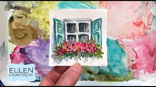 Watercolor Tutorial for Beginners- Flower window box- Mini Monday Madness