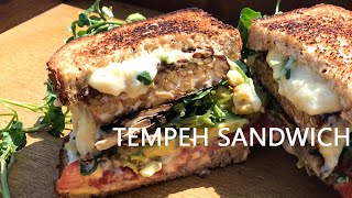 Vegan Tempeh Sandwich with homemade vegan mozzarella cheese : Vegan recipes and easy vegan meal.