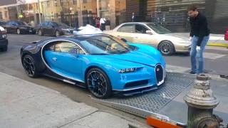 Bugatti Chiron getting unloaded in Manhattan.