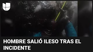 El momento en el que un esquiador cae a un hoyo de más de 20 pies de profundidad