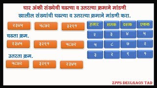 चढता व उतरता क्रम | चार अंकी संख्यांचा चढता व उतरता क्रम |ascending and descending order |