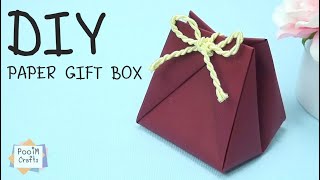 DIY PAPER GIFT BOX WITHOUT GLUE | วิธีทำกล่องใส่ของขวัญ ของชำร่วยแบบง่ายๆ