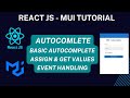 MUI Autocomplete in React JS| React JS - MUI Tutorial