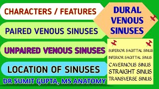 DURAL VENOUS SINUSES || Features || Interconnections ||Location || Classification ||