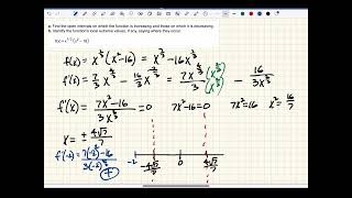 Calculus 1 Intervals of Increase and Decrease Example 5