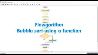 Flowgorithm Bubble Sort (version 2) using a sort function and passing an array