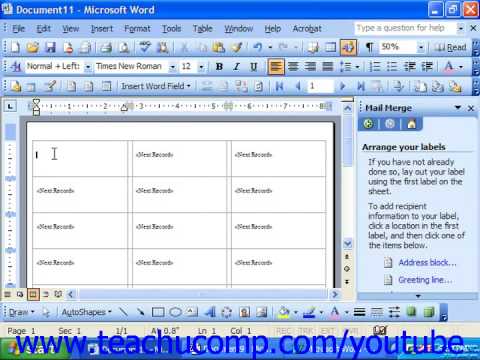 Word 2003 Tutorial Merging Labels Microsoft Training Lesson 23.1 Word 2003 Tutorial Merging Labels Microsoft Training Lesson 23.1