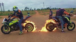 Fire Burnout & Stunning Stunts on KTM DUKE 200, KTM RC 200 & HONDA DIO By Team LSi #withme