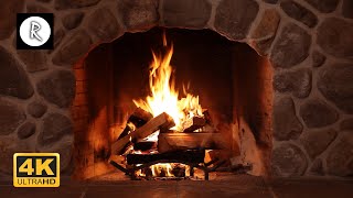 Crackling Fireplace, Fire Burning w/ Snowstorm & Howling Winds Outside | Relaxing Nature Sounds