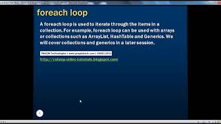 Part 15 C@ Tutorial for and foreach loops in c@ avi HD