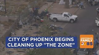 City of Phoenix starts to clear "The Zone" near downtown Phoenix