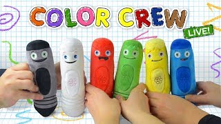 Learn Colors with Giant Crayons | Coloring with Soft Toys for Kids | Color Crew Live | BabyFirst TV