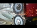 brutal angle grinder fight with hydraulic press