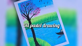 Village scenery drawing | oil pastel drawing | scenery drawing with oil pastel