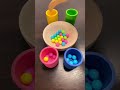 Colorful Marble Sorting ASMR | Little Balls & Wooden Bowl with Wood Tongs #satisfying #asmr #marbles