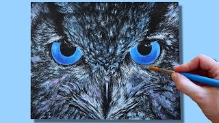 OWL Painting Tutorial for Beginners / How to Paint Feathers with Acrylics