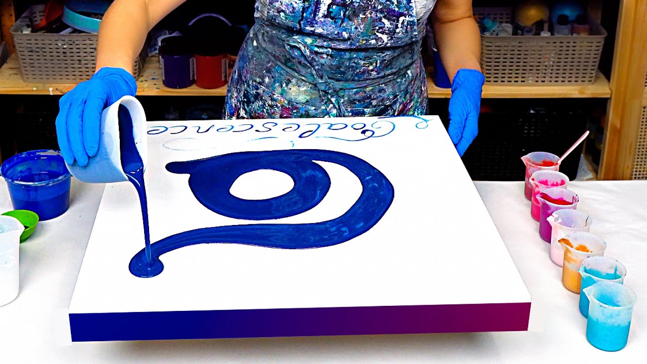 Unique Composition 🤩BIG and Beautiful + Pouring TIPS 💛Multicolor Acrylic Pouring ~Abstract Fluid Art