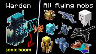 Warden vs All Flying Mobs in Minecraft - Warden sonic boom attack