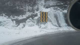 Truck driving up hill to Hemse Fjell mountain in Norway.