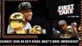 Giannis’ ring or Kevin Durant’s 2 rings: Which would you rather have? First Take debates