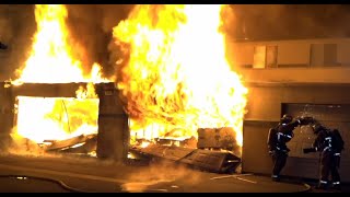 Stringers Live 🔴 Multiple Garages and Cars Destroyed in Fire - Pomona, CA - Chase News