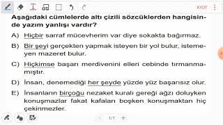 Bitişik ve ayrı yazılma ile ilgili taktik Test 128/ Soru 7 ( Yazım Kuralları soru çözümü)