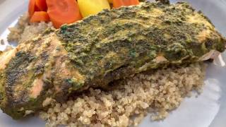 Hariyali Salmon - Indian Style Baked Salmon Fish