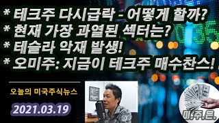 (오미주 읽어주는 남자/ 오늘의 미국주식뉴스 - 2021.03.19) #테크주급락과 미주은의 견해 #테슬라악재 #테크주매수찬수 #페이스북증강현실 #플러그파워업데이트