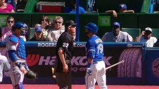 TEX@TOR: Bautista tossed after strikeout in ninth