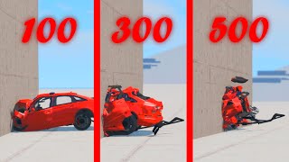 100/300/500 KM/H CARS VS WALL┃BeamNG.drive