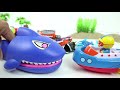 좀비 상어 뽀로로 배 보트 장난감 모래 놀이 레고 상어친구 고래 인형 lego toy sharks whale playing with pororo ship boat