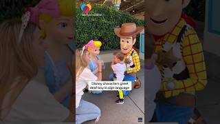 Disney characters greet deaf boy with sign language #shorts