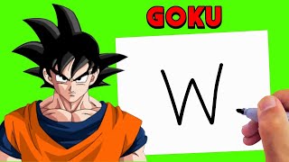 Goku from Drawing With letter W easy for beginners