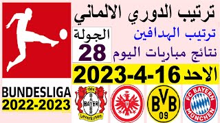 ترتيب الدوري الالماني وترتيب الهدافين ونتائج مباريات اليوم الاحد 16-4-2023 في الجولة 28