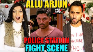 NAA PERU SURYA NAA ILLU Police Station Fight Scene REACTION!! | Allu Arjun | Magic Flicks