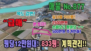 초급매 2500만원 손해 500만원 가격인하 2754㎡ 833평 평당 12만원대 목도강변 주변 남향 전원주택부지 실사용 900평 충북 괴산군 불정면 탑촌리 토지 매매 괴산부동산급매